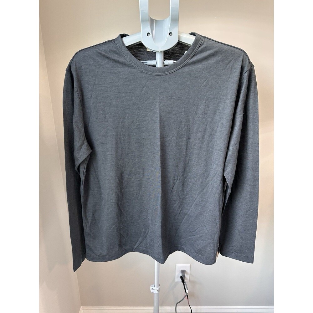 Merino Tech Mens 100% Wool Long Sleeve Base Layer Top Charcoal Gray XL Camping